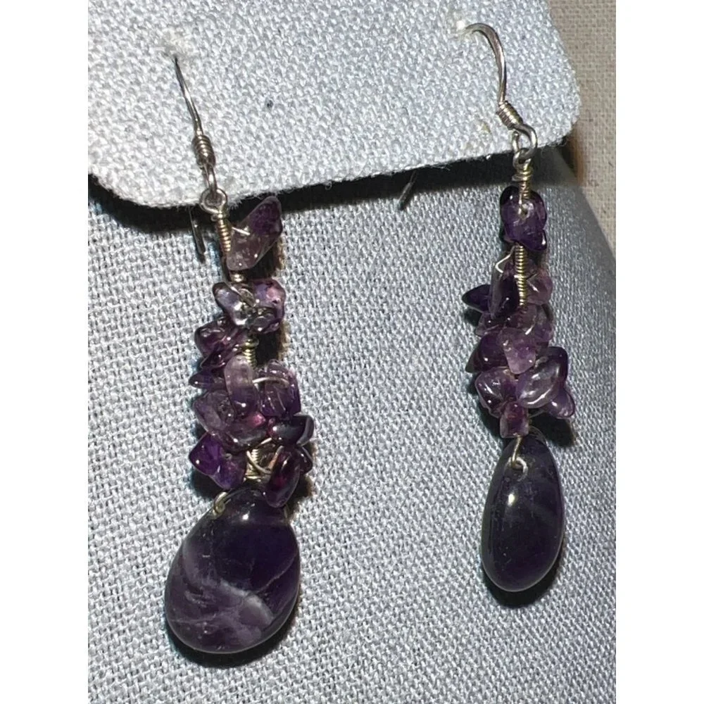 Amethyst Chips Earrings -- 2
